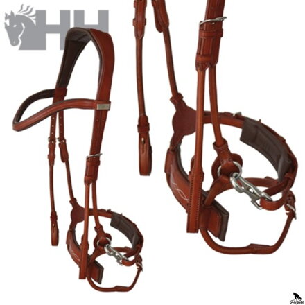 LEXHIS MENDI ANGLICKÁ UZDA S GUMOVÝMI OŤAŽAMI hnedá