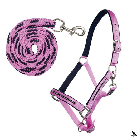 Sada ohlávky s patentkou h. -Krystalové- růžová