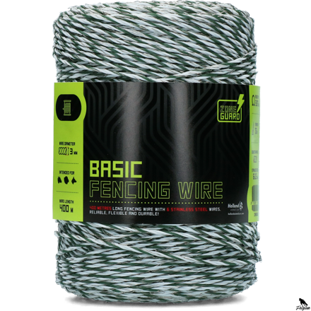 ZoneGuard 3 mm Základní plotový drát bílý a tmavě zelený 400 m