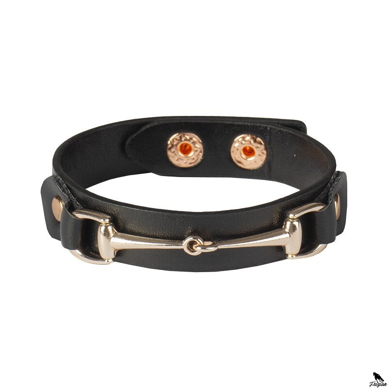 NÁRAMOK KOŽENÝ so zubadlom čierny