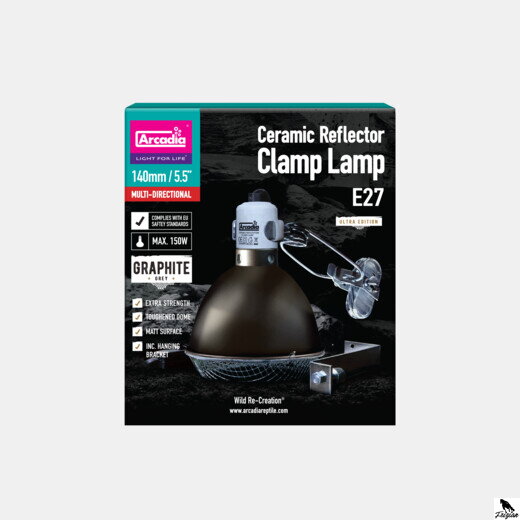 REFLECTOR CLAMP LAMP + DRŽÁK KERAMICKÝ E27 14CM GRAFIT.