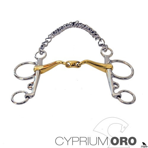 SEFTON CYPRIUM ZLATÝ PELHAM BIT, DVOJITÝ KLOUBOVÝ 45º