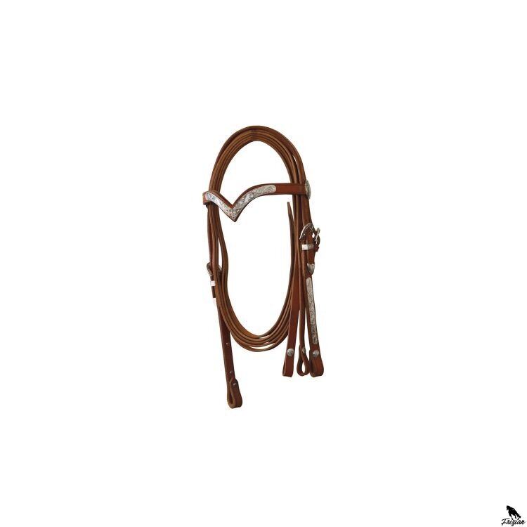 Westernová uzdečka se stříbrným povrchem s otěží