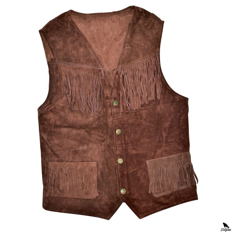 Unisex semišová vesta s třásněmi