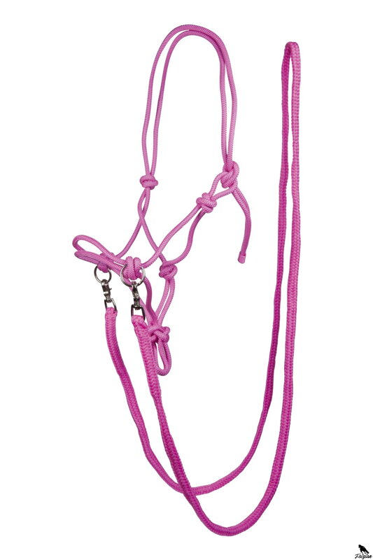 Lanová ohlávka s otěžemi růžová