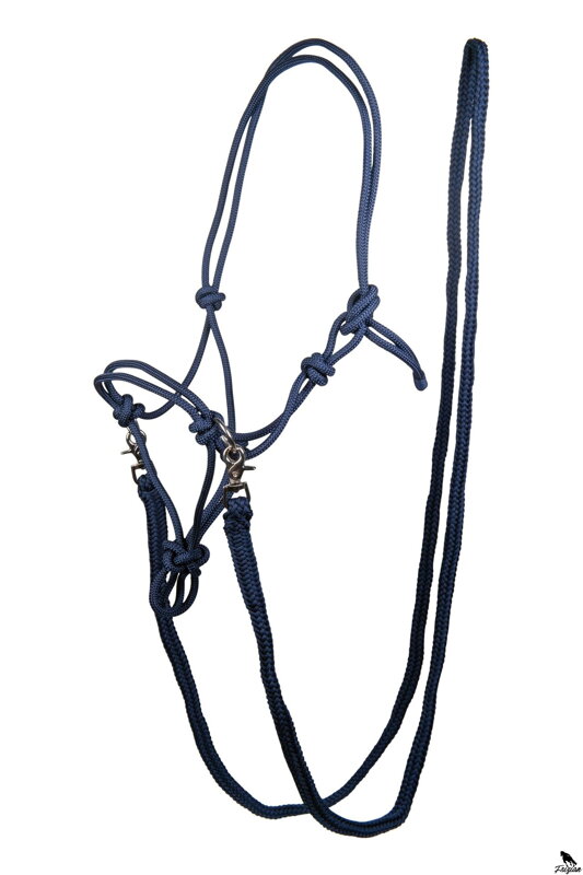 Lanová ohlávka s otěžemi modrá