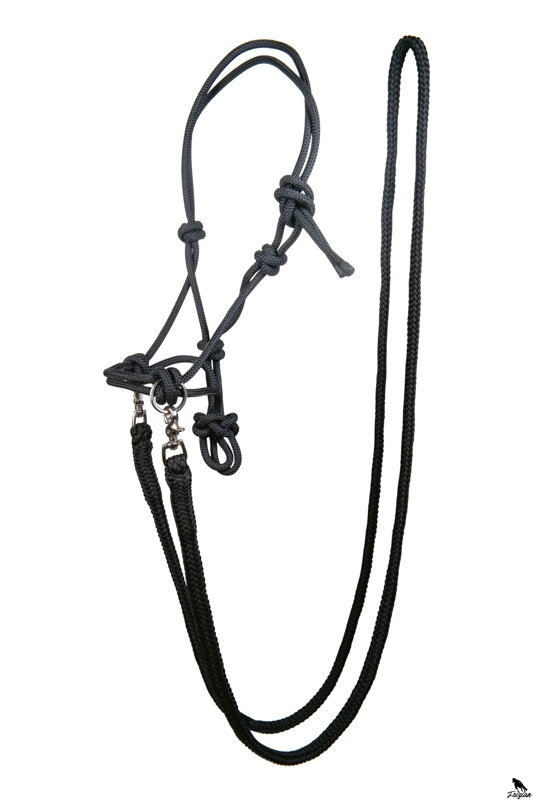 Lanová ohlávka s otěžemi černá