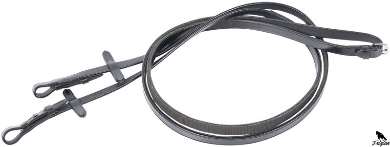 Kožené otěže s gumovou stranou černé