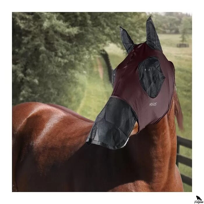 Fly Mask in Lycra with Mesh for Eyes and Nose bordová
