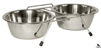 Dvojité krmítko z nerezavějící oceli 2 x 450 ml