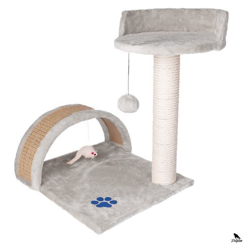 Škrábadlo pro kočky + šedá postel