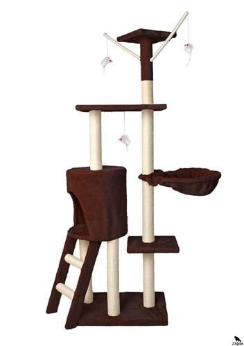 Cat Bed House 5 úrovní hnědá 138cm