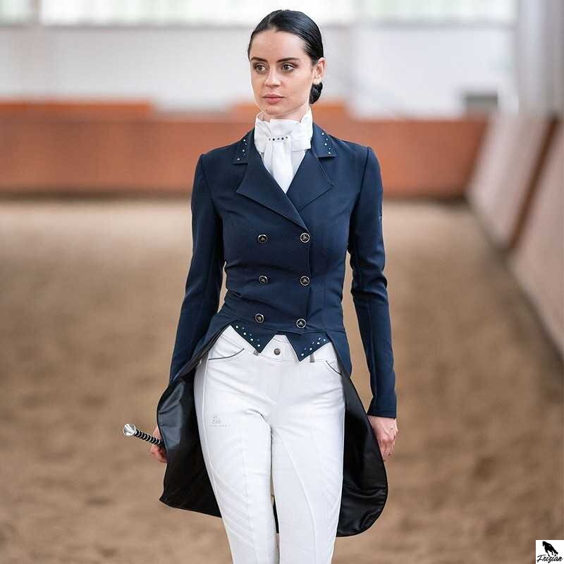 DRESSAGE TAILCOAT CUSTOM CRYSTALLIZED modrý